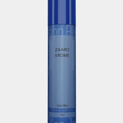John Allen Zaaro Krome Deodorant 75 ML Sensual, Smooth and Long Lasting Fragrance No Dyes, No Parabens, No Harmful Chemicals. Safe on skin and formulated for daily use to keep you fresh all day. Quantity: 75ml Usage: Give it a good hard shake first to make sure all the ingredients are mixed together before you spray it. You should hold the can approximately 15 cm from your body or clothes as you spray it. It is recommended to use deodorant body sprays post shower. Also pick from other variants from John Allen Deodorant Body Sprays.